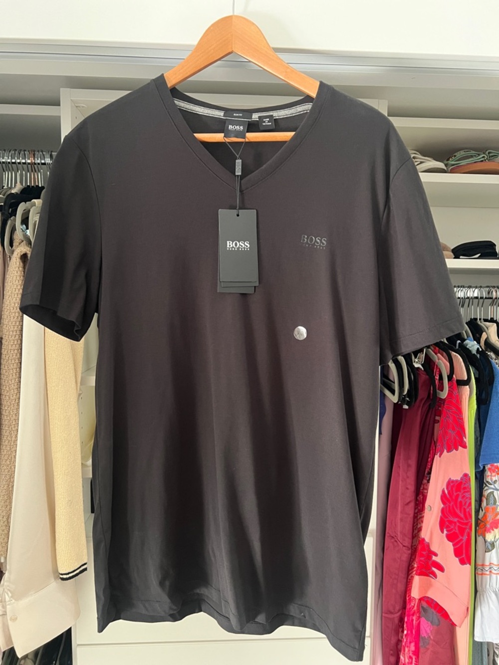 Boss Men's V-Neck Tee in Black